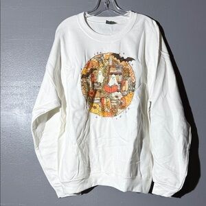 Gildan White Sweatshirt with Halloween Graphic